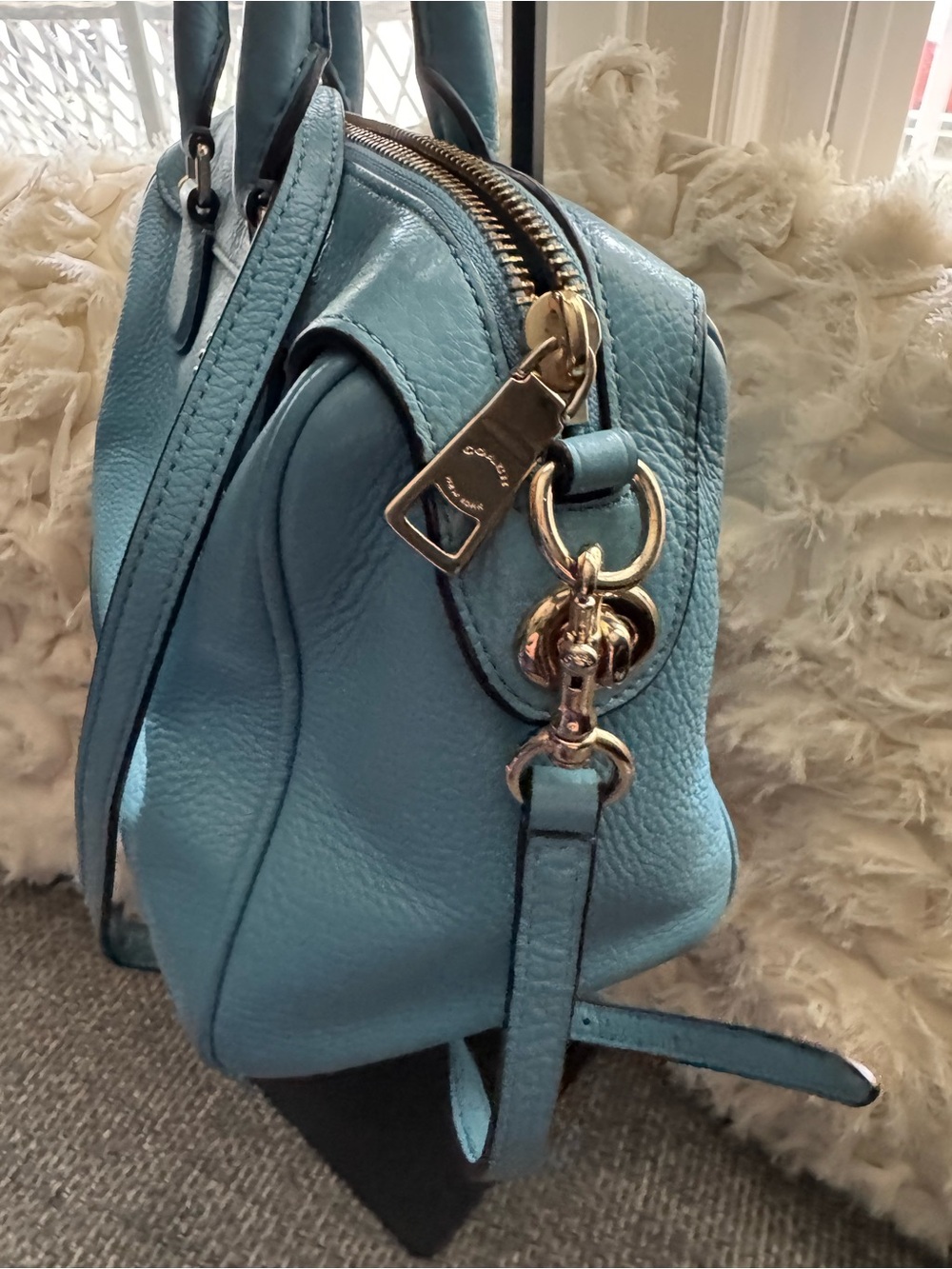 Coach Prairie Pebbled Leather Satchel Crossbody Bag Blue F36677 - Picture 2 of 12